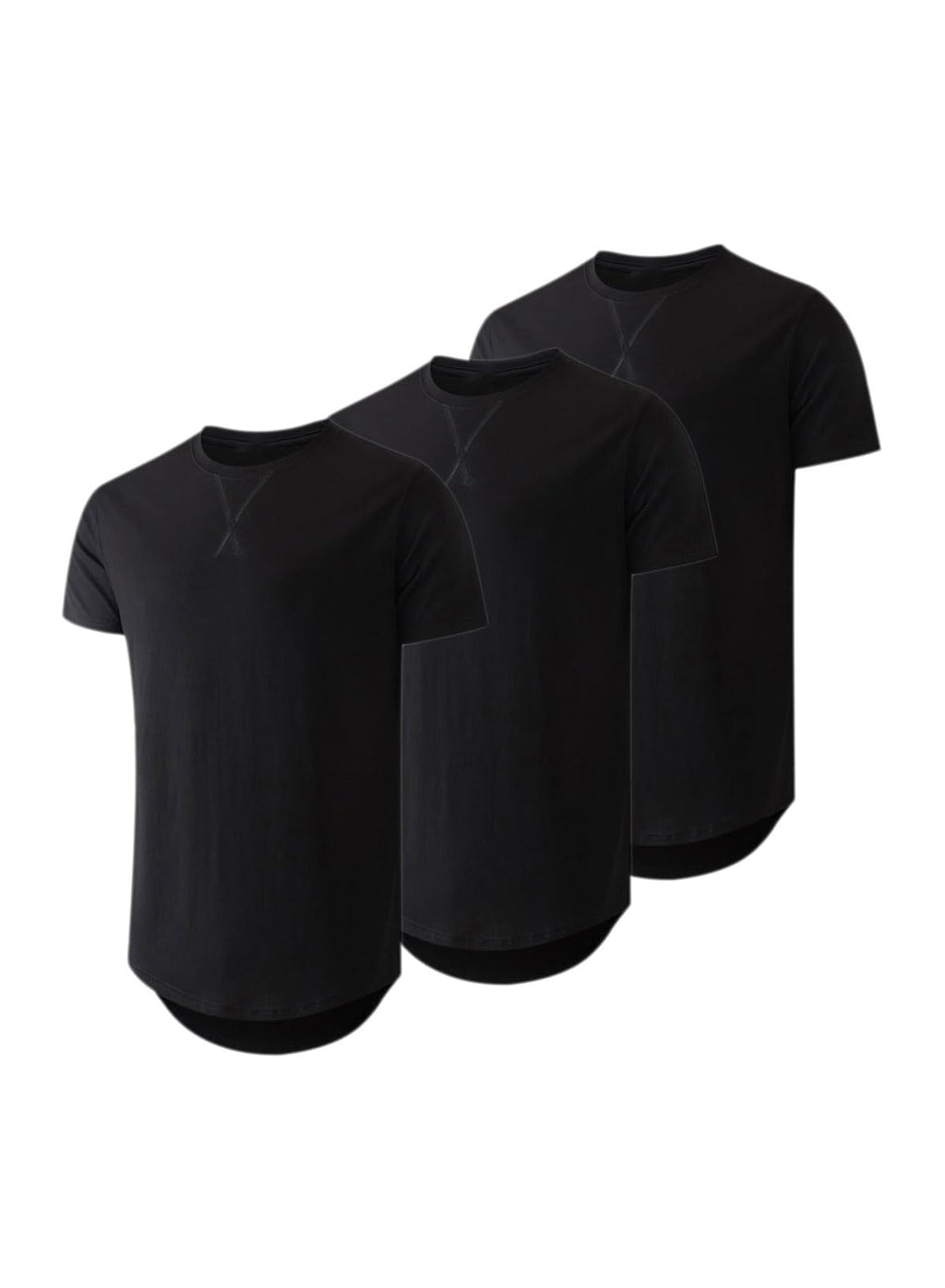 JMIERR Mens 3 Pack Cotton Hipster Hip Hop Longline Crewneck T-Shirt