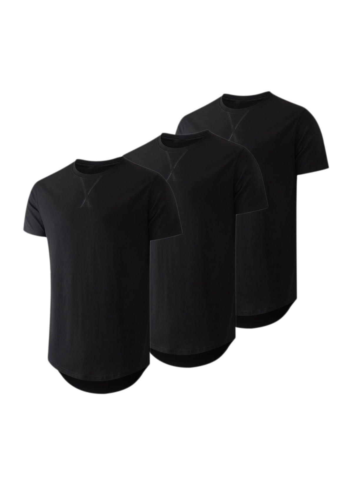 JMIERR Mens 3 Pack Cotton Hipster Hip Hop Longline Crewneck T-Shirt