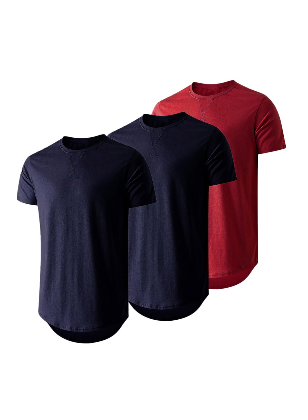JMIERR Mens 3 Pack Cotton Hipster Hip Hop Longline Crewneck T-Shirt