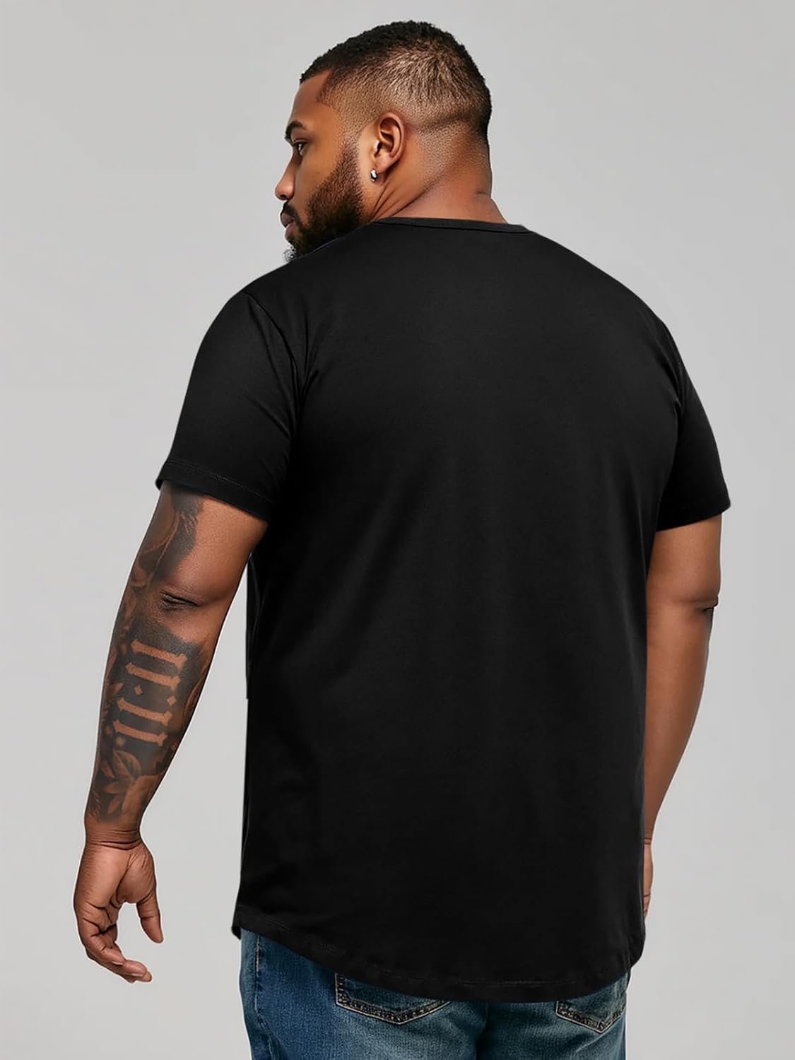 Runcati Mens Big and Tall Shirts Short Sleeve Crew Neck Casual T-Shirt Hipster Hip Hop Longline Tee Shirts