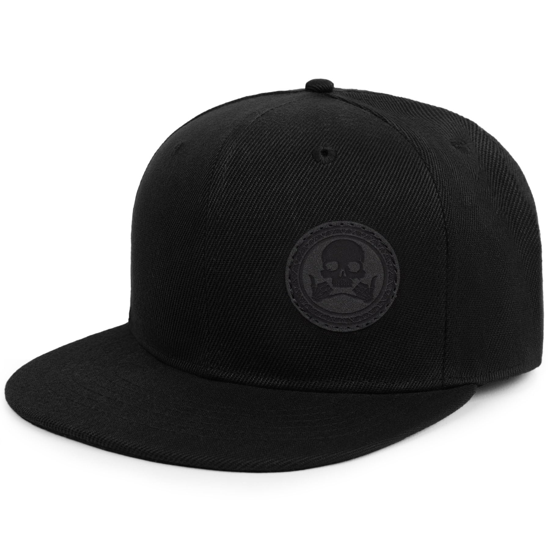 Flat Brim Hats for Men - Gothic Style Skull Hat Leather Pattern - Hip-Hop Snapback Hat Skeleton Hats for Men