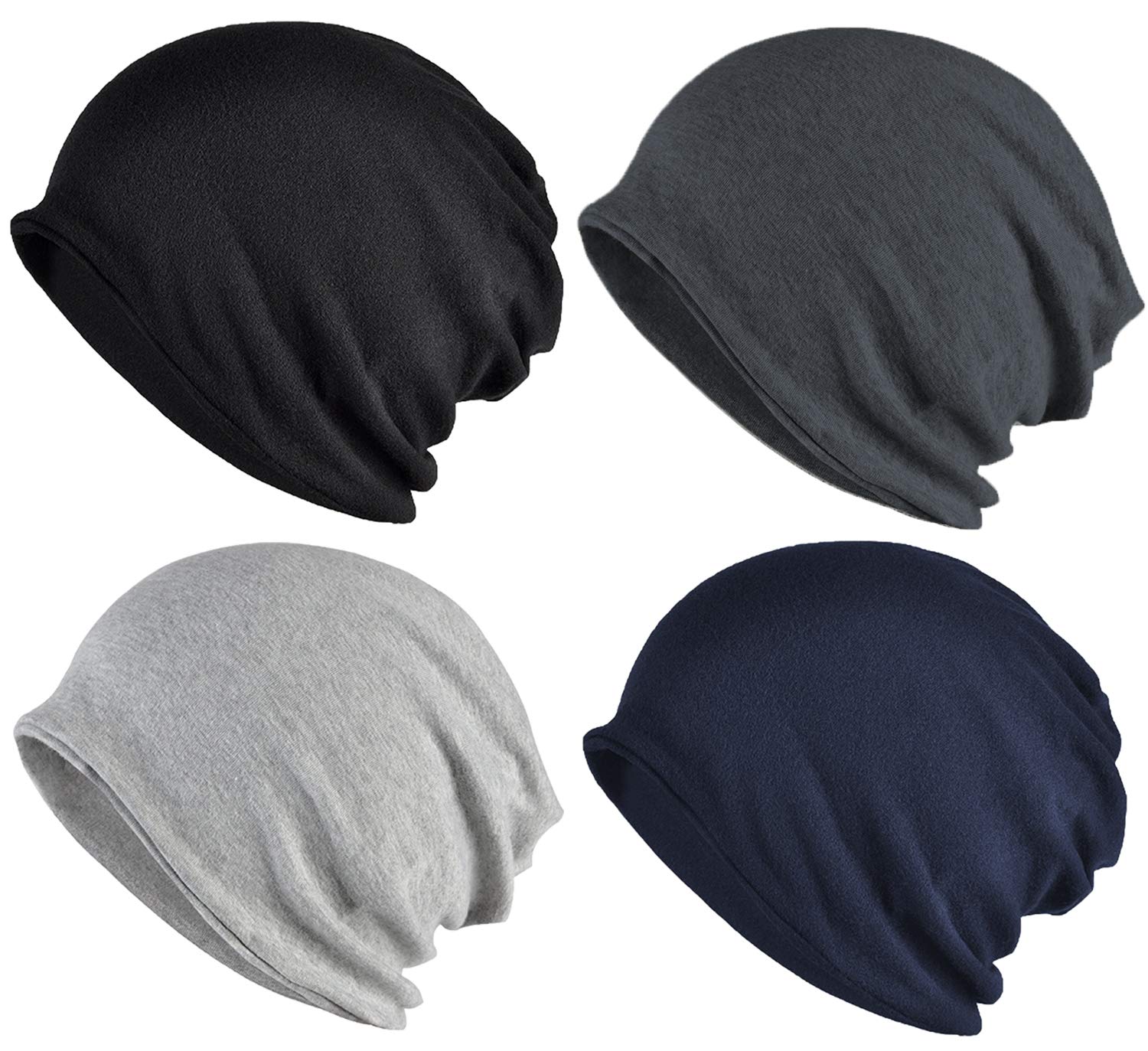 ELLEWIN Cotton Slouchy Beanie Hip-Hop Soft Lightweight Running Beanie Adult Skull Hats Cap for Men Women