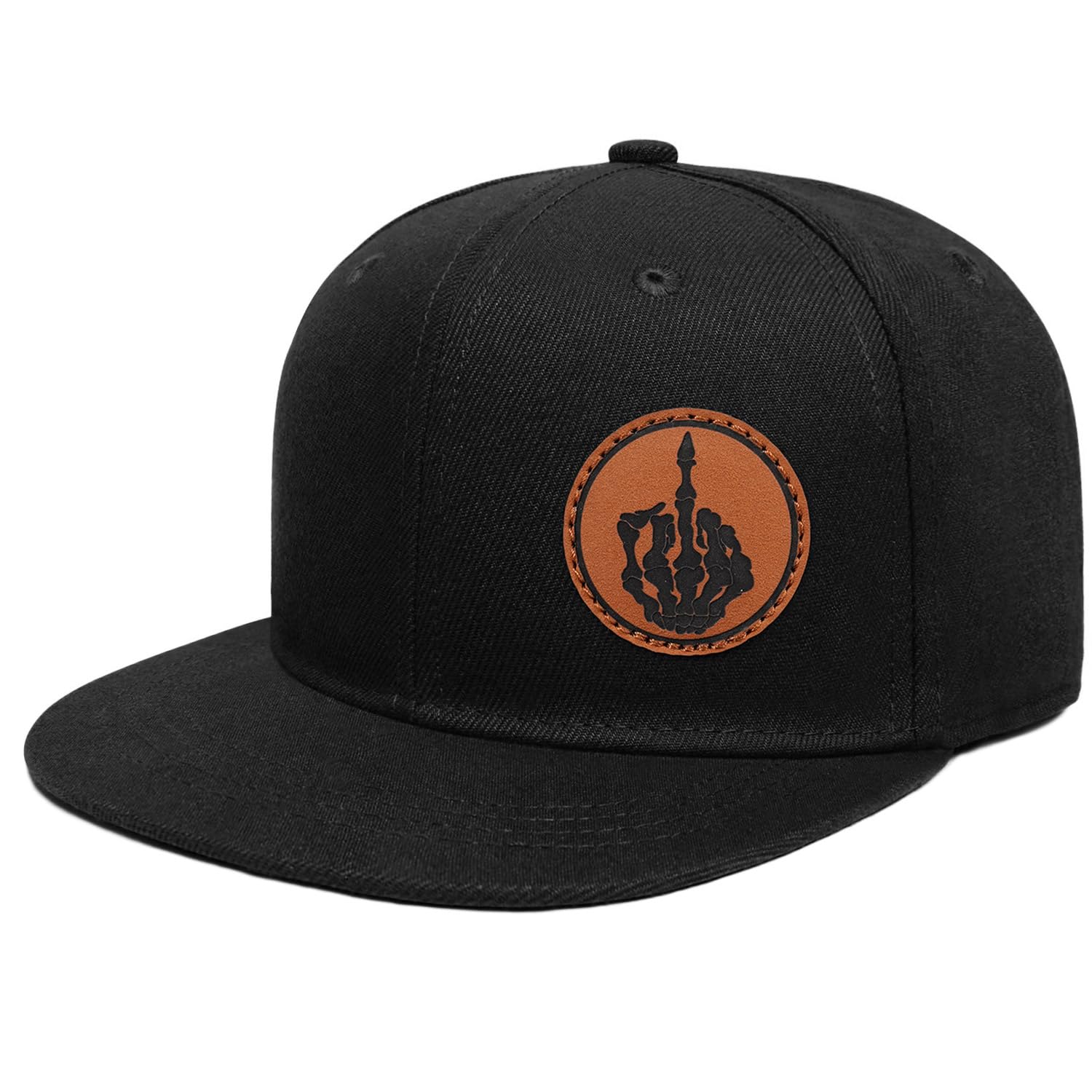 Flat Brim Hats for Men - Gothic Style Skull Hat Leather Pattern - Hip-Hop Snapback Hat Skeleton Hats for Men