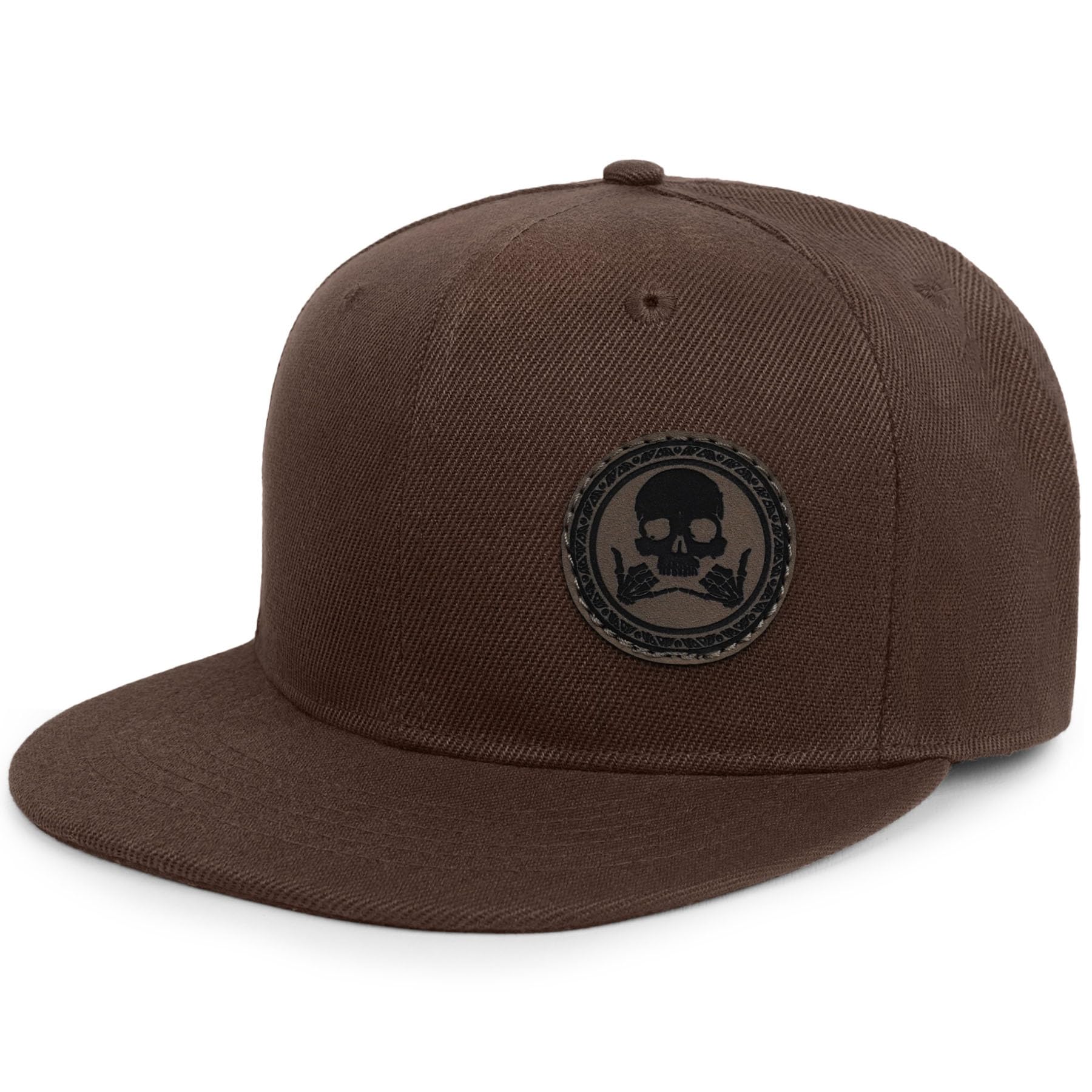 Flat Brim Hats for Men - Gothic Style Skull Hat Leather Pattern - Hip-Hop Snapback Hat Skeleton Hats for Men