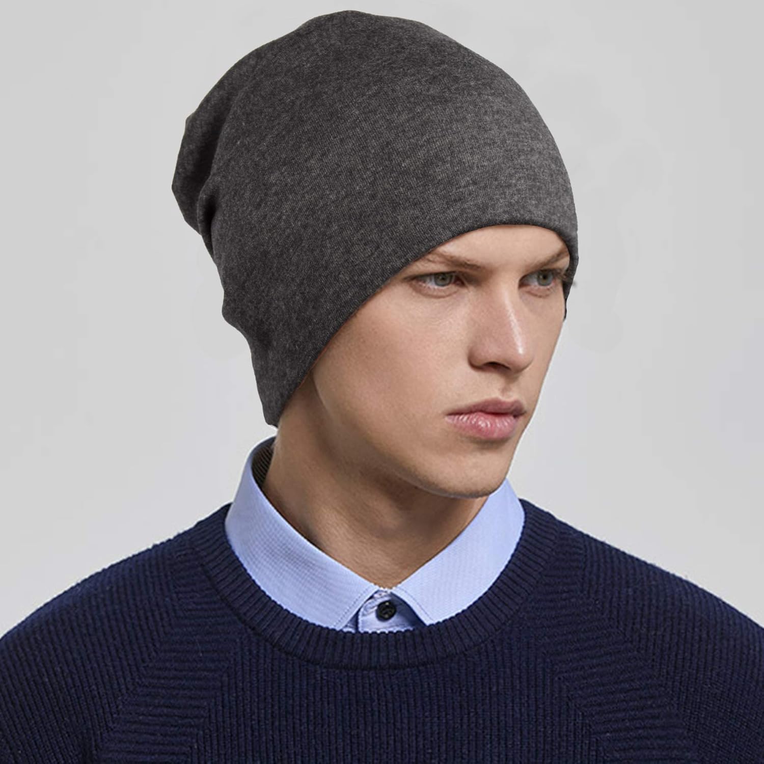 ELLEWIN Cotton Slouchy Beanie Hip-Hop Soft Lightweight Running Beanie Adult Skull Hats Cap for Men Women