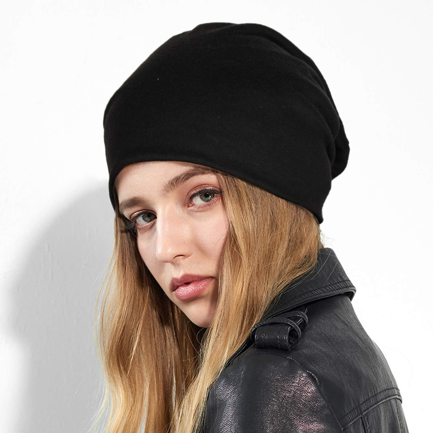 ELLEWIN Cotton Slouchy Beanie Hip-Hop Soft Lightweight Running Beanie Adult Skull Hats Cap for Men Women