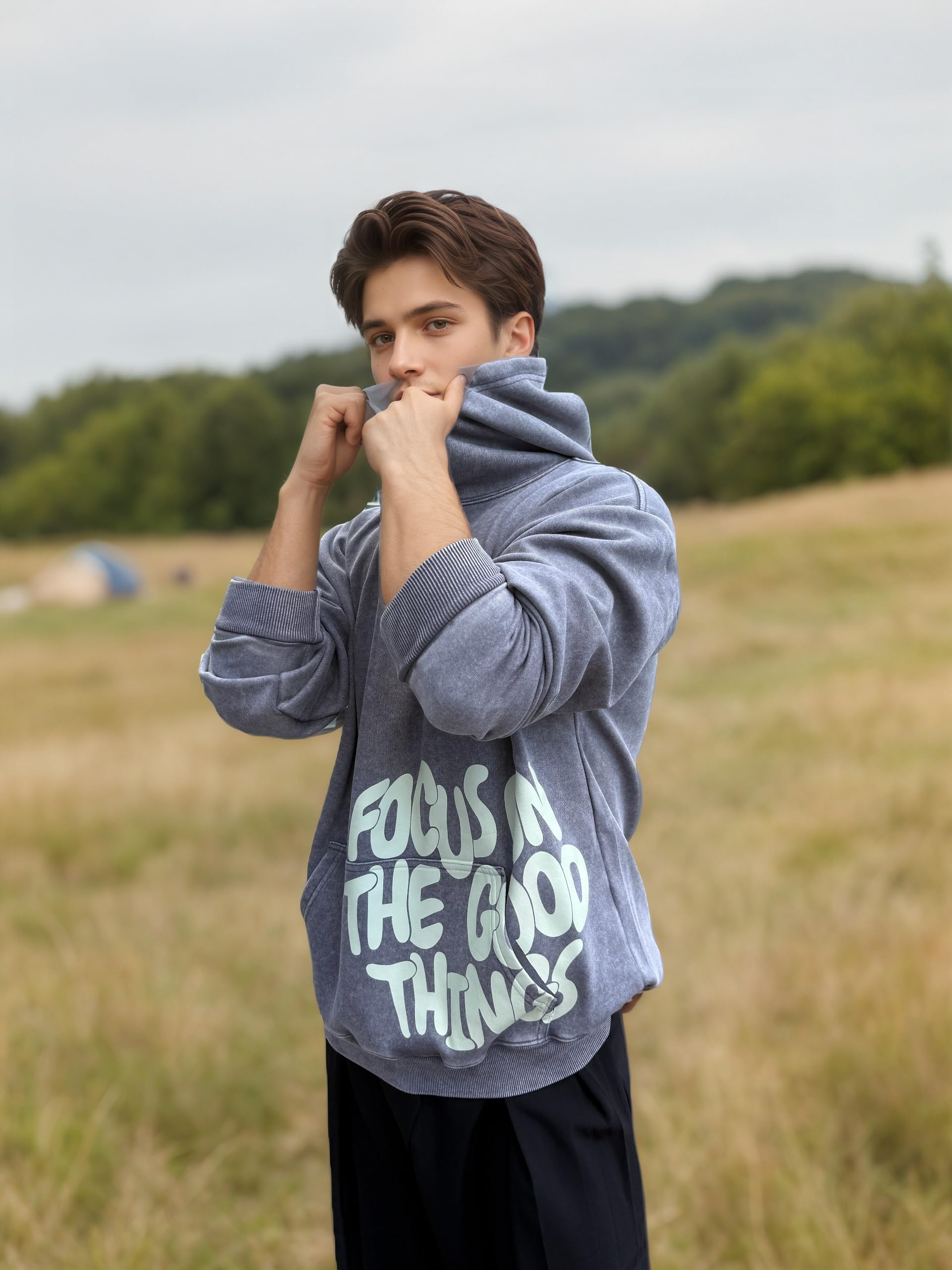 Men's Y2K Letter Print Hoodie Acid Wash Oversize Vintage Hoodies Hip-Hop Baggy Gothic Pullover Sweatshirt