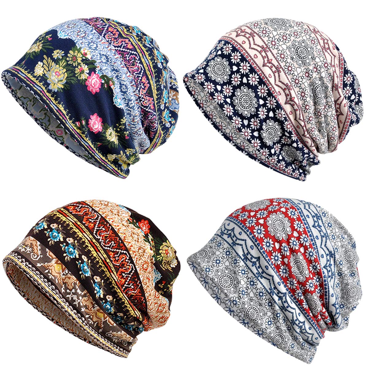 ELLEWIN Cotton Slouchy Beanie Hip-Hop Soft Lightweight Running Beanie Adult Skull Hats Cap for Men Women