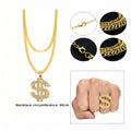 Gejoy 80s 90s Hip Hop Costume Kit Rapper Accessories Outfit Sunglass Hat Chain Ring for Men Women Halloween Party Decoration
