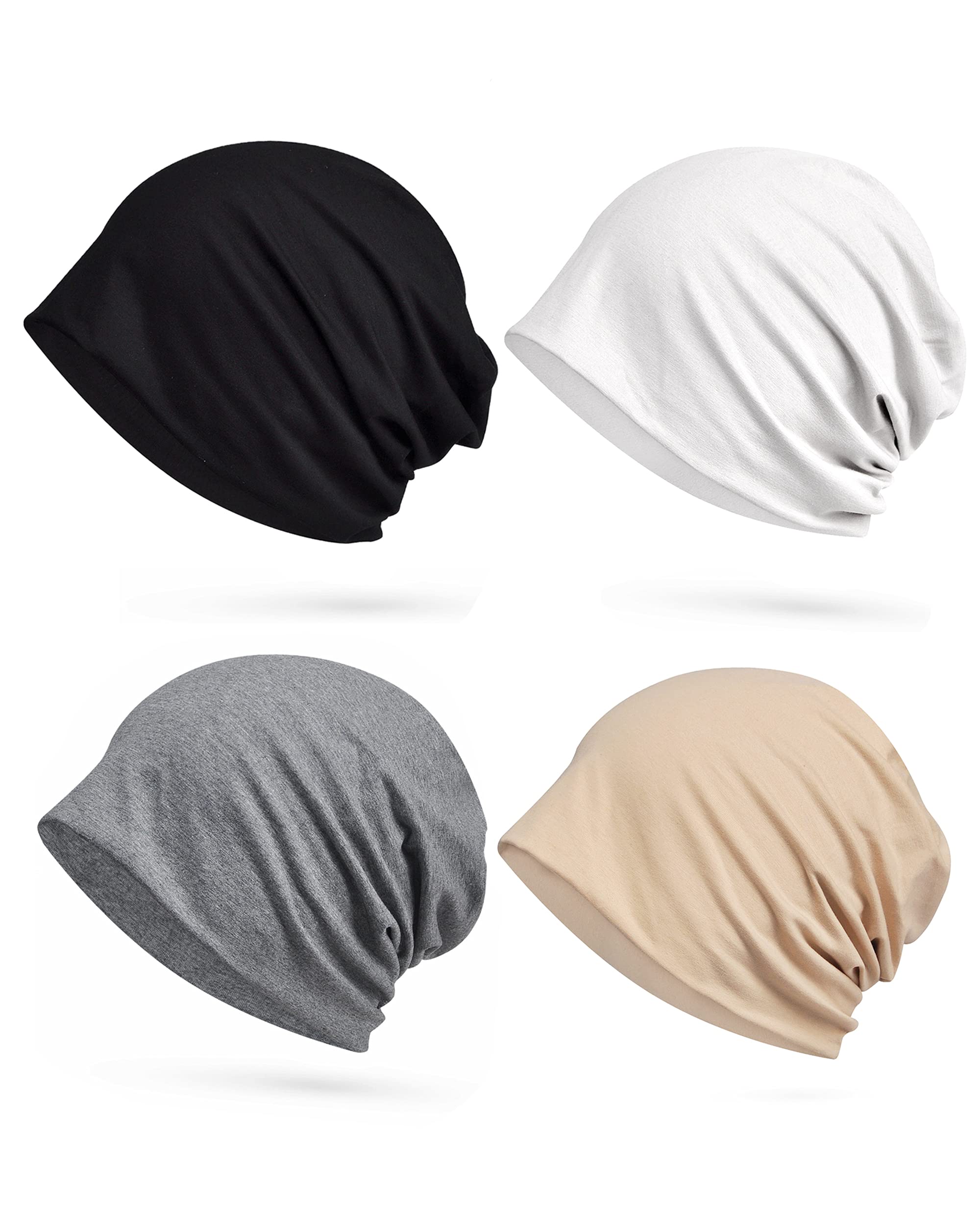 ELLEWIN Cotton Slouchy Beanie Hip-Hop Soft Lightweight Running Beanie Adult Skull Hats Cap for Men Women