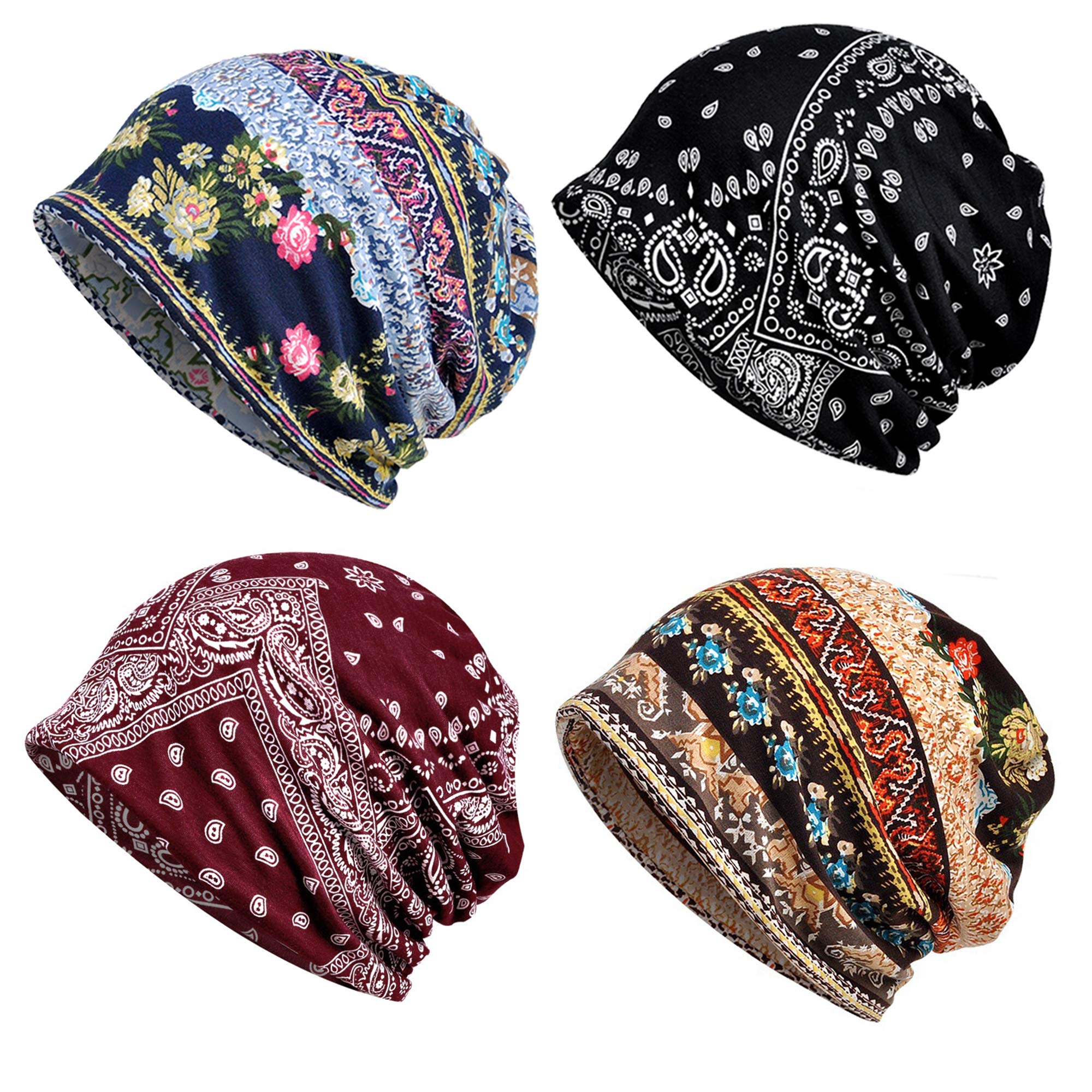 ELLEWIN Cotton Slouchy Beanie Hip-Hop Soft Lightweight Running Beanie Adult Skull Hats Cap for Men Women